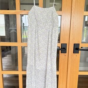 Lush Floral Maxi Dress - White and Purple